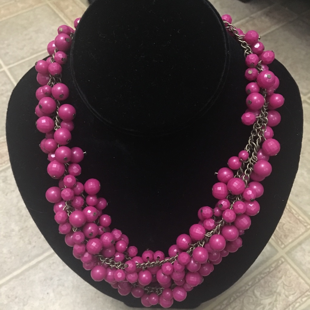 Fushia Beaded Necklace 18$